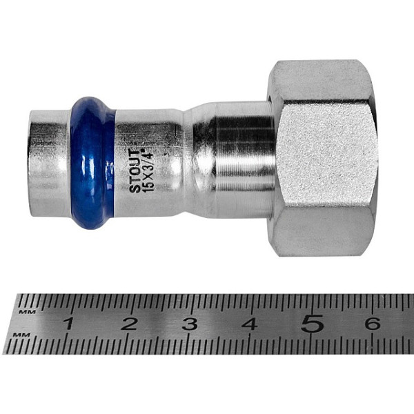Переход 15х3/4"B с накидной гайкой Stout SSS-2026 ВПр-ВР (нерж.ст., пресс) SSS-2026-001534 Переход 15х3/4"B с накидной гайкой Stout SSS-2026 ВПр-ВР (нерж.ст., пресс) SSS-2026-001534