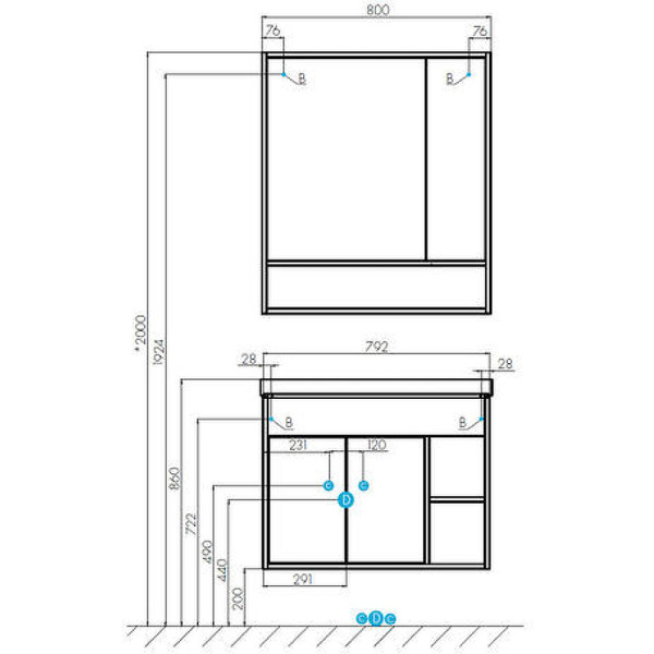 Шкаф зеркальный Aquaton Флай 80 Белый/Дуб Крафт бел (1A237702FAX10)