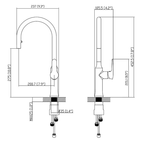 Смеситель для кухни Azario выдвижной излив хром (AZ-HU245913)
