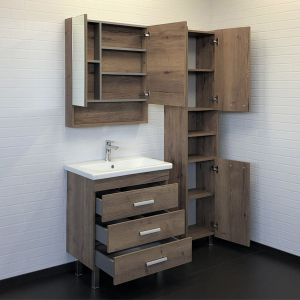 Тумба напольная Comforty Никосия 700x830x450 белый глянцевый с раковиной (00-00001506)