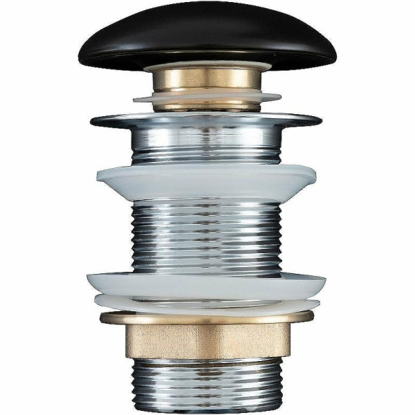 Донный клапан Aquanet латунь без перелива крышка керамика черный матовый (330953)