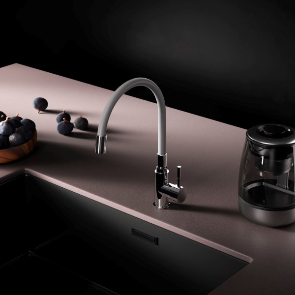 Смеситель для кухни AM.PM X-Joy S с гибким изливом серый/хром (F85B07605) Смеситель для кухни AM.PM X-Joy S с гибким изливом серый/хром (F85B07605)