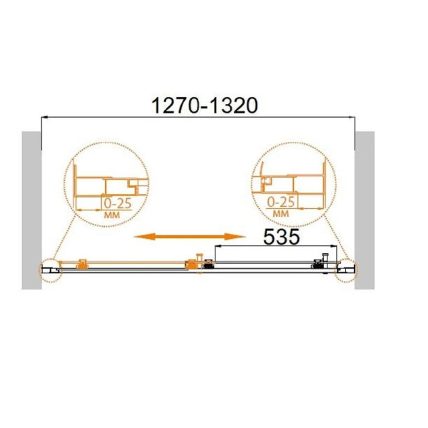 Душевая дверь Cezares Molveno 130x195 стекло прозрачное, профиль хром (MOLVENO-BF-1-130-C-Cr-IV)