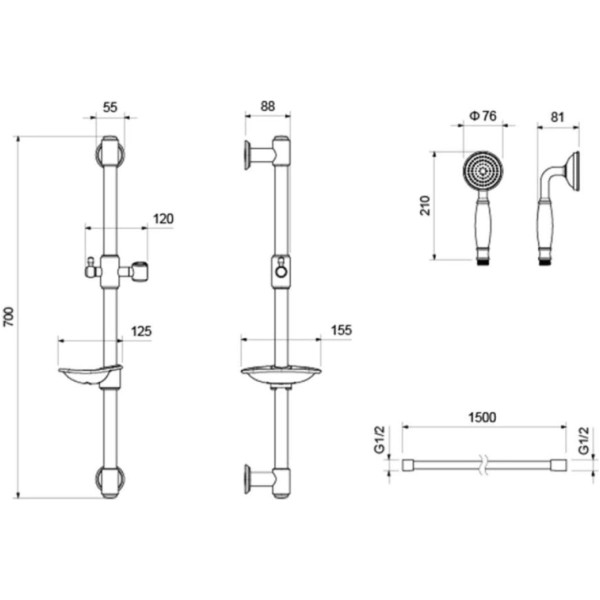 Душевой гарнитур Aquatek Классик хром (AQ2020CR)