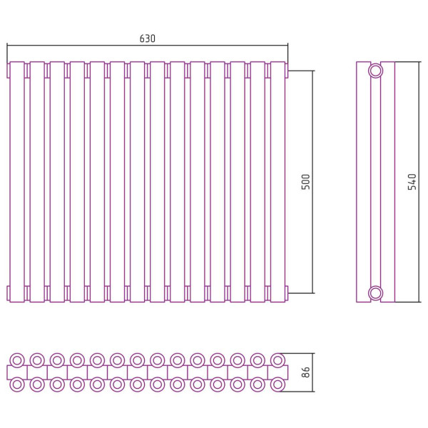Дизайн-радиатор Сунержа Эстет-00 500*630 14 секций золотой (03-0332-5014)