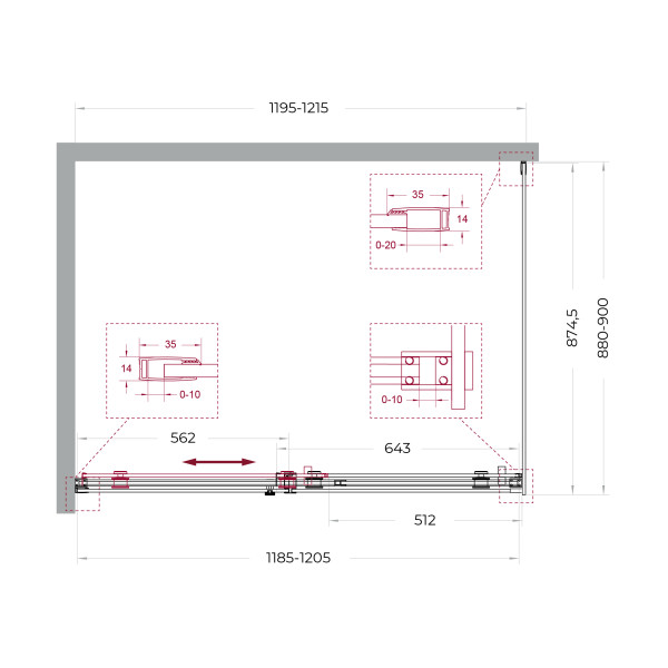 Душевой уголок BelBagno Soft Close-2 120x90x200 стекло прозрачное, профиль оружейная сталь матовая (SOFT_CLOSE-2-AH-1-120/90-C-GM)