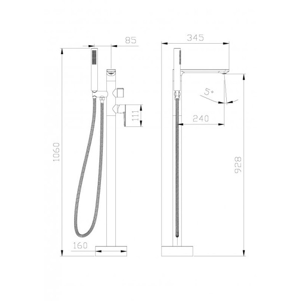Смеситель напольный Cezares LUX хром глянцевый (LUX-VDP-01)