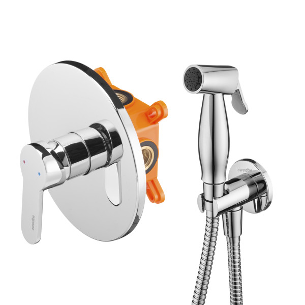 Смеситель с гигиеническим душем Swedbe Platta встраиваемый хром (5524)