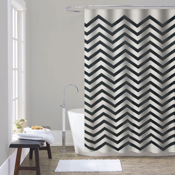 Шторка для ванны текстильная Melodia 180х2000 Чёрные зигзаги (MZ-176)