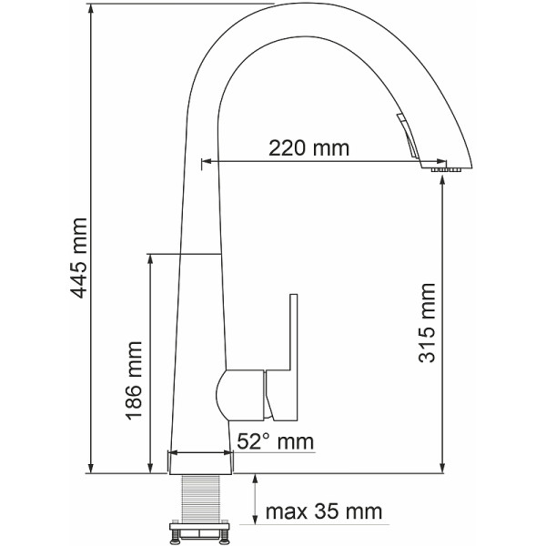 Смеситель для кухни WasserKRAFT черный (A8667)