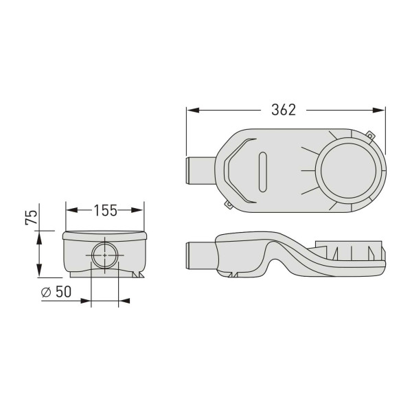 Сифон для душевого лотка горизонтальный Berges 60 л/мин (099002)