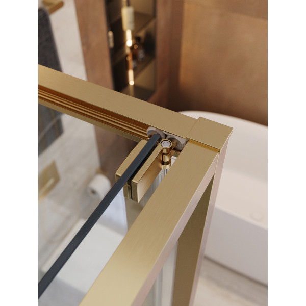 Душевой уголок Cezares Lux 120x90x195 стекло прозрачное, профиль брашированное золото (LUX-AH-FS-11-120/90-C-BORO)