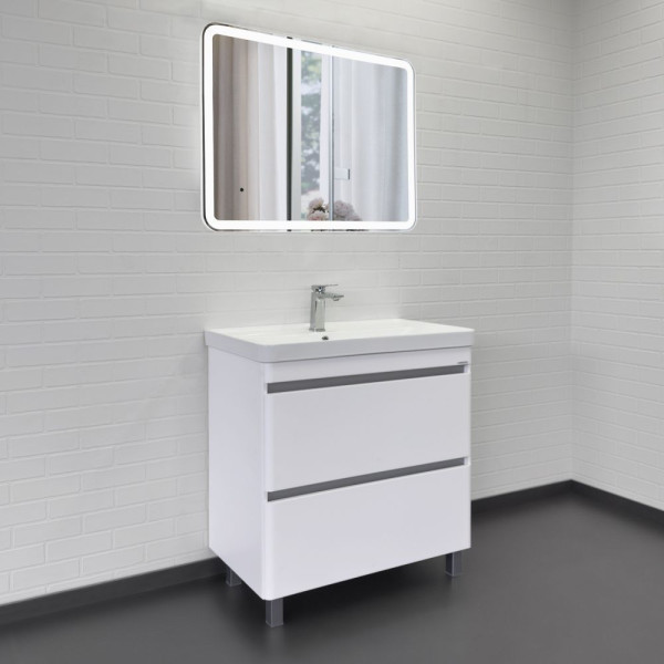 Тумба напольная Comforty Мадрид 810x860x475 серый шелк матовый с раковиной (00-00019070)