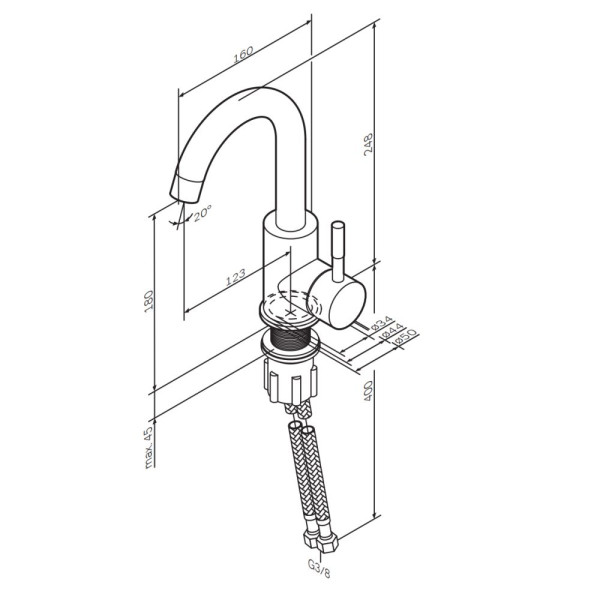 Смеситель для раковины AM.PM с поворотным изливом сатин (F85B02711)