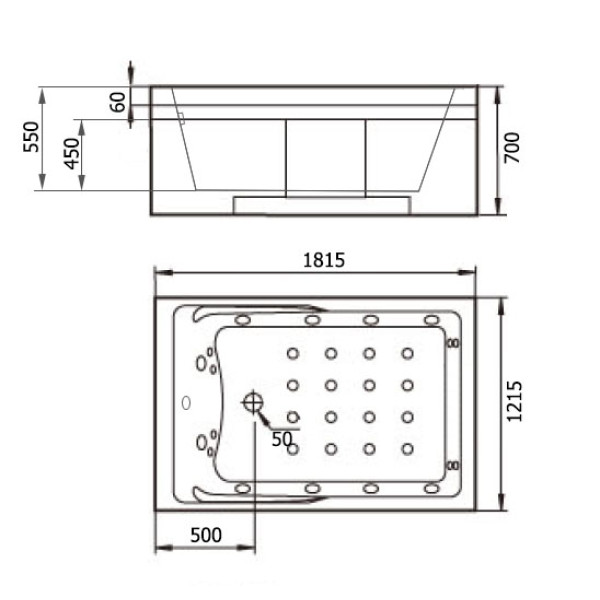 Ванна гидромассажная и аэромассажная Gemy G9061 K L 1815х1215х700 L