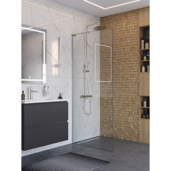 Душевое ограждение BelBagno Uno 90x200 стекло прозрачное, профиль хром глянцевый (UNO-L-1-TB-90-C-Cr) Душевое ограждение BelBagno Uno 90x200 стекло прозрачное, профиль хром глянцевый (UNO-L-1-TB-90-C-Cr)