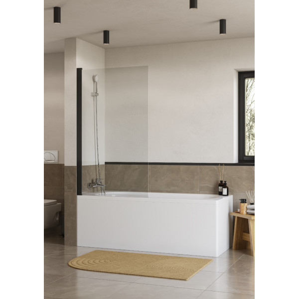 Душевая шторка для ванны Roca Capital 6x85x140 стекло прозрачное, профиль черный (Z.RU93.0.767.7)