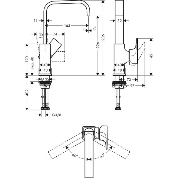 Смеситель для раковины Hansgrohe Metropol черный (32511670)