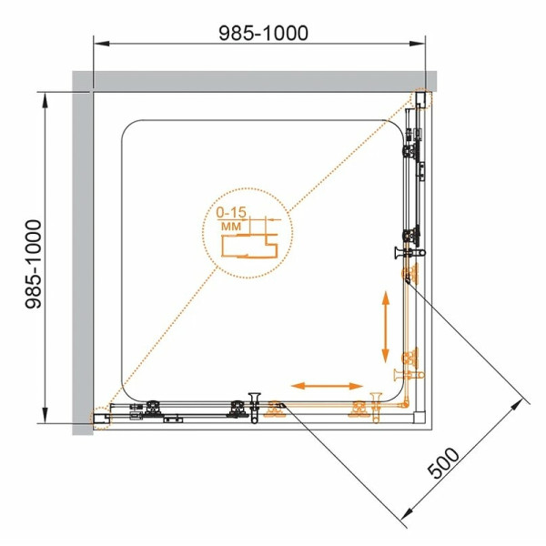 Душевой уголок Cezares Eco 100x100x190 стекло прозрачное, профиль черный (ECO-O-A-2-100-C-NERO)