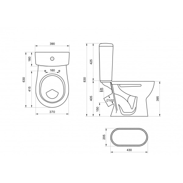 Унитаз-компакт Santeri Орион крап на белом 390x635x820 с сиденьем полипропилен крап на белом (1.P40.8.S01.00B.F)
