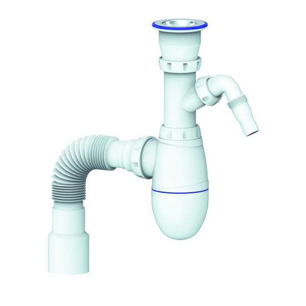 Сифон для мойки с прикрученным выпуском 1 1/2"x40 под стиральную и посудомоечную машины гибкий отвод Unicorn В320V Сифон для мойки с прикрученным выпуском 1 1/2"x40 под стиральную и посудомоечную машины гибкий отвод Unicorn В320V