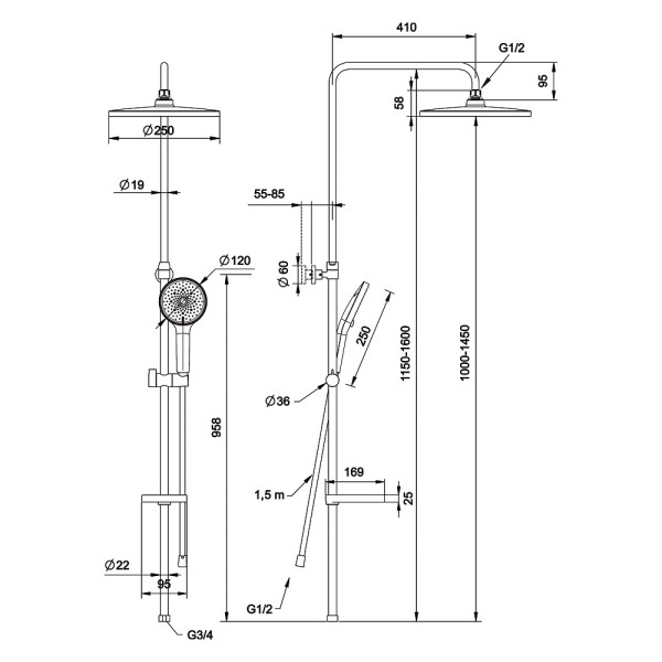 Душевой гарнитур Swedbe Calypso хром (5164)