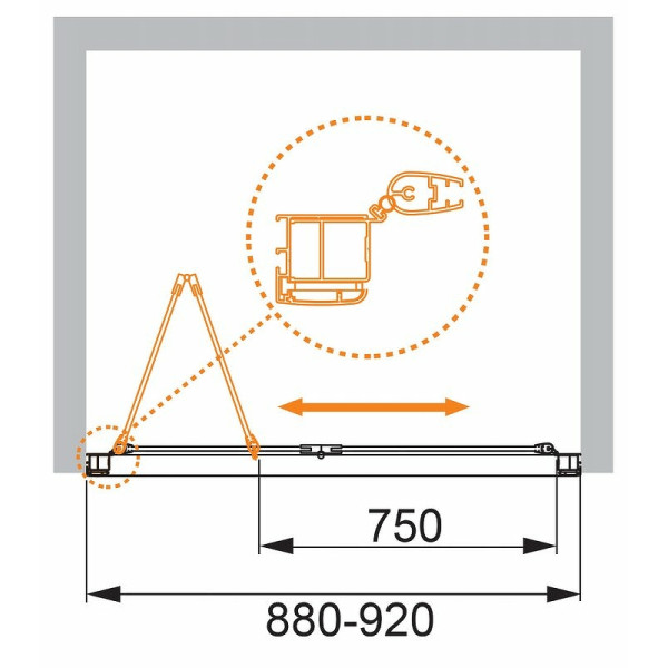 Душевая перегородка Cezares Anima 90x195 стекло рифленое, профиль хром (ANIMA-W-BS-90-P-Cr)