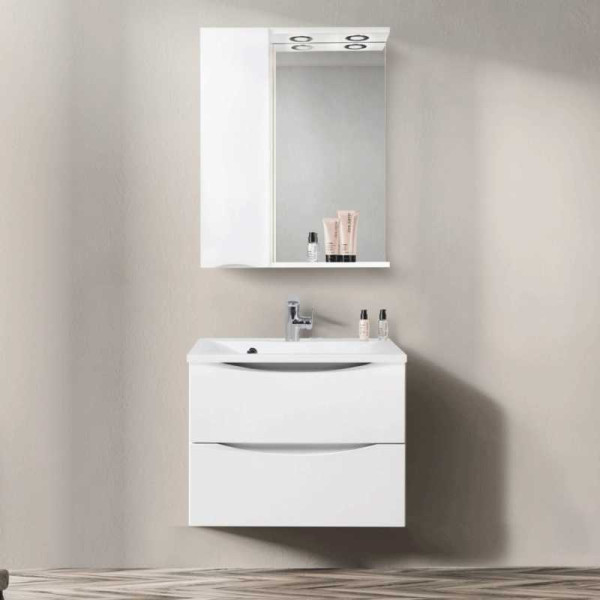 Зеркало с подсветкой BelBagno Marino L 60x750 с полкой, c ящиком (MARINO-SPC-600/750-1A-BL-P-L)