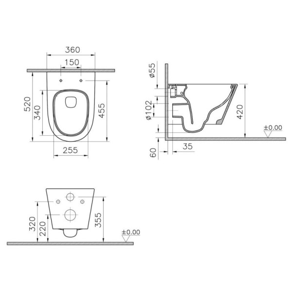 Унитаз подвесной Vitra M50 с сиденьем микролифт белый (8302B003-6404)