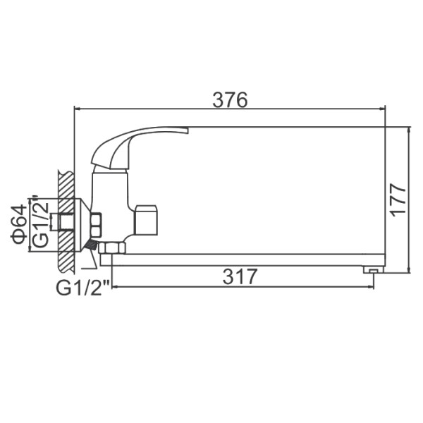Смеситель для ванны и душа Ledeme с душевым гарнитуром (L2235)