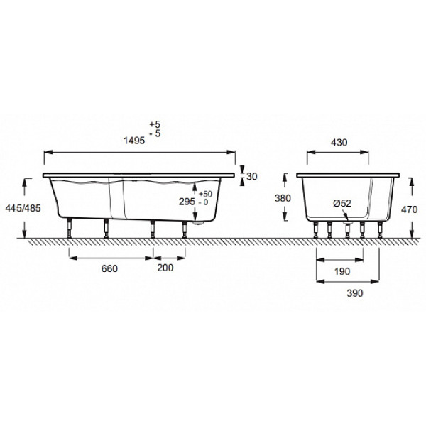 Ванна акриловая Jacob Delafon Bain-Douche neo 150*80 R (E6D119R-00)