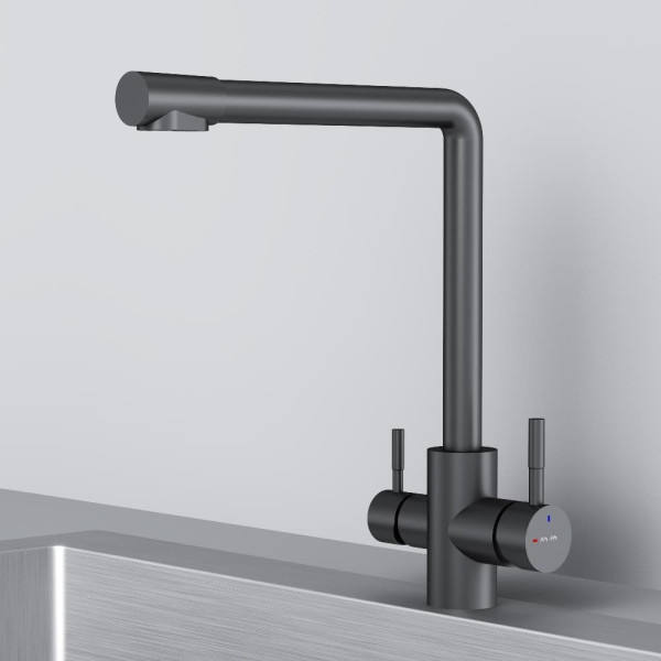 Смеситель для кухни AM.PM X-Joy S с L-изливом с каналом для питьевой воды черный (F85B05722)