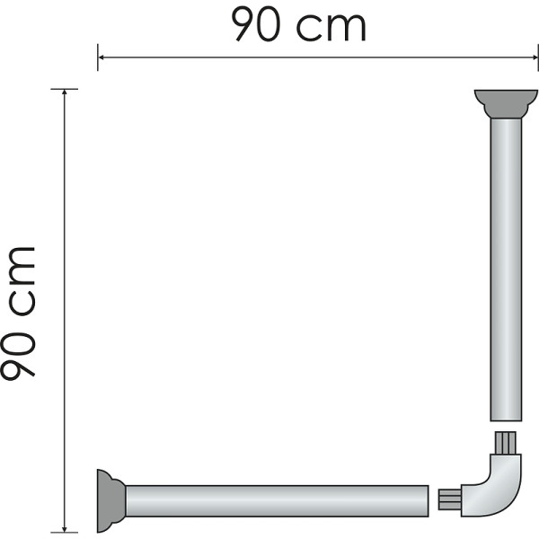 Карниз для ванны Wasser Kraft Dinkel 90x90x90 серебристый (SC-469090)