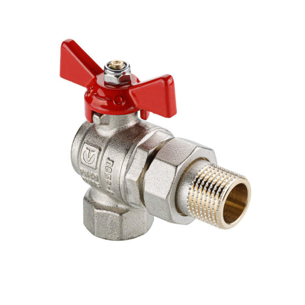 Кран угловой 1/2" шаровый со сгоном Valtec Base-ГОСТ (красная бабочка) VT.228S.N.04