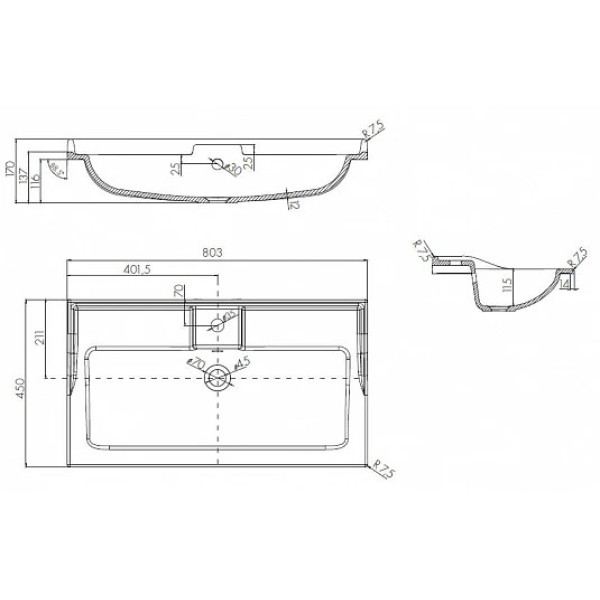 Тумба Aquaton Лофт Фабрик 80 Дуб Эндгрейн/1A708031FB010 Раковина Фабиа 80 (1A2424K1LTDU0)