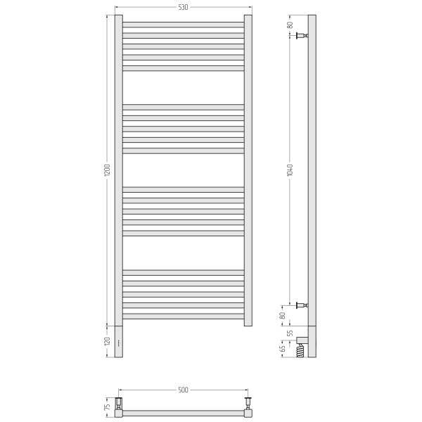 Полотенцесушитель электрический Сунержа Модус 3.0 1200x500 провод слева матовый белый (30-5700-1250)