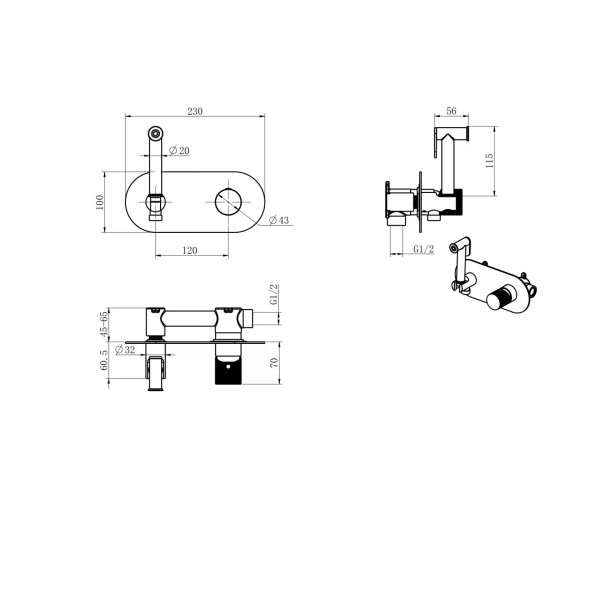 Смеситель с гигиеническим душем Boheme Stick Белый (127-WCR.2) Смеситель с гигиеническим душем Boheme Stick Белый (127-WCR.2)