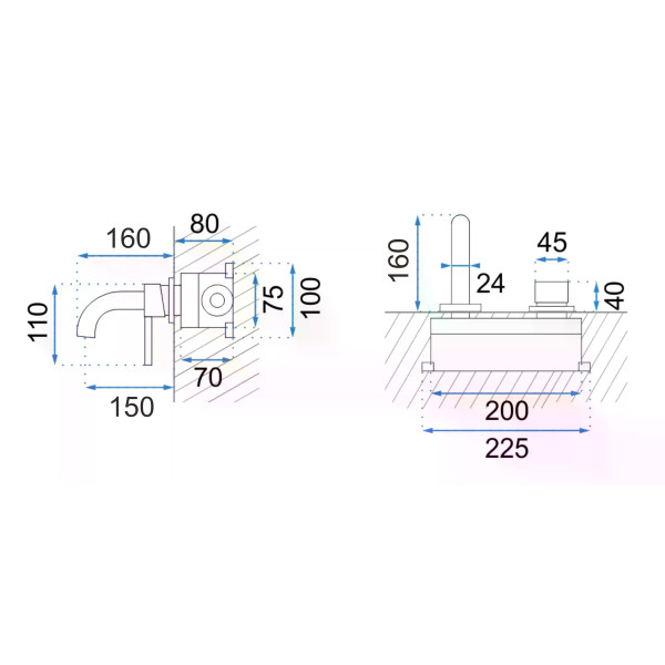 Смеситель для раковины Rea Lungo long черный металлик (REA-B4421)