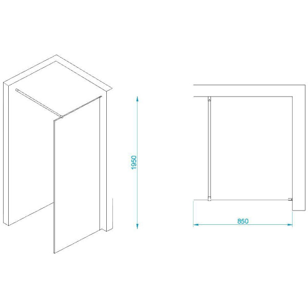Душевое ограждение RGW Walk In WA-002 85x195 стекло прозрачное, профиль хром (37100285-11)