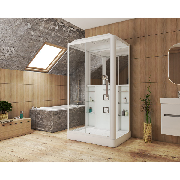 Душевая кабина с гидромассажем Grossman 120x90 стекло прозрачное, профиль белый (GR-127 L) Душевая кабина с гидромассажем Grossman 120x90 стекло прозрачное, профиль белый (GR-127 L)