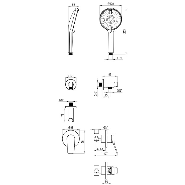 Смеситель для душа Lemark Ortus встраиваемый хром (LM11335C)