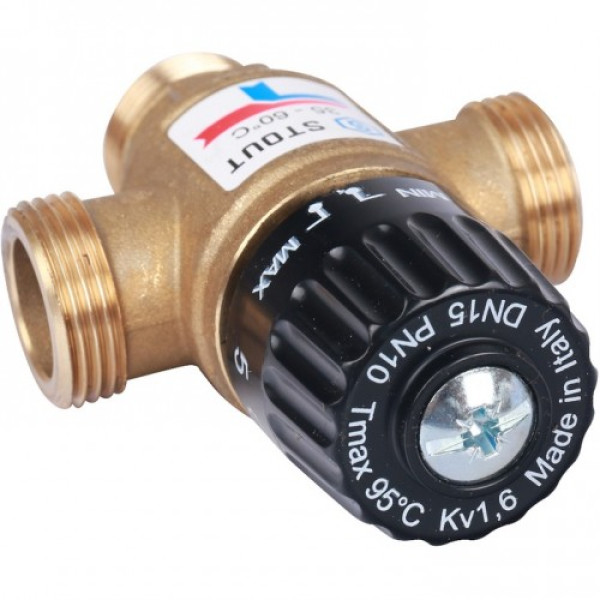 Вентиль термостатический смесительный Stout 3/4" НР 35-60°C, KVs 1,6 SVM-0120-166020 Вентиль термостатический смесительный Stout 3/4" НР 35-60°C, KVs 1,6 SVM-0120-166020