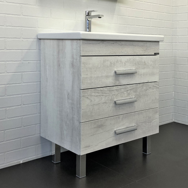 Тумба напольная Comforty Никосия 700x830x450 дуб темный матовый с раковиной (00-00001505)