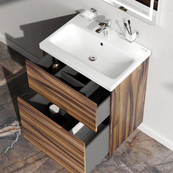 Тумба напольная AM.PM Gem 60x80 2 ящика, орех (M90FSX0602HF) Тумба напольная AM.PM Gem 60x80 2 ящика, орех (M90FSX0602HF)