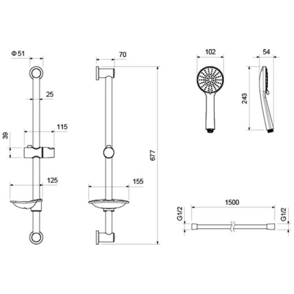 Душевой гарнитур Aquatek Бетта черный матовый (AQ2013MB)