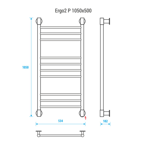 Полотенцесушитель электрический Energy Ergo P2 1050х500 хром Полотенцесушитель электрический Energy Ergo P2 1050х500 хром