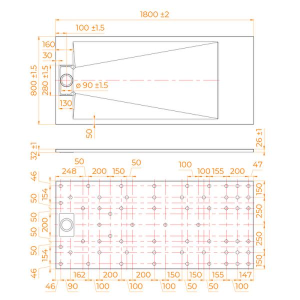 Душевой поддон RGW TUS-W 80x180 белый (553702818-01)