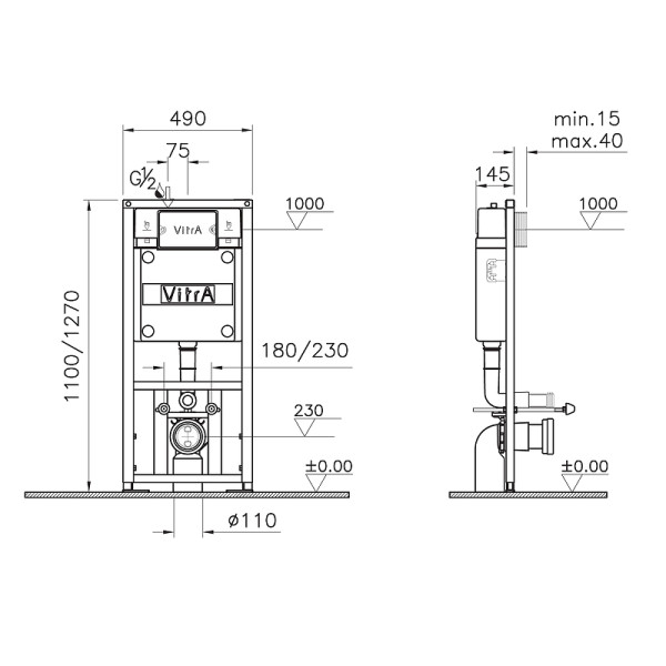 Комплект унитаз с инсталляцией Vitra Metropole L-Box (9820B003-7201)