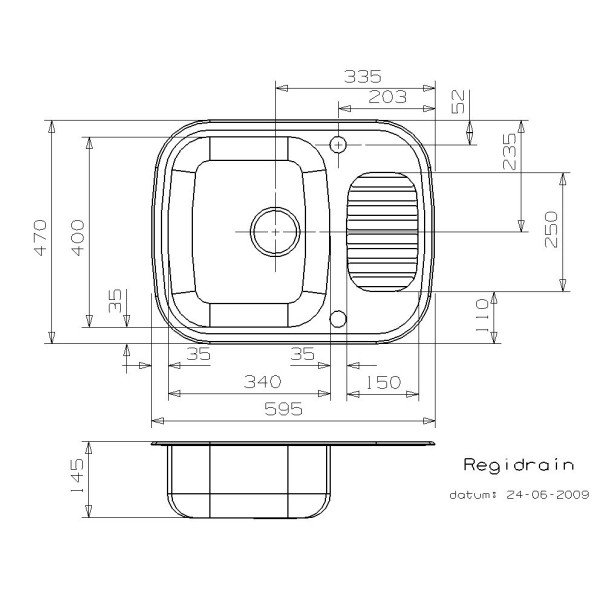 Мойка для кухни врезная Reginox Regidrain R 595x470 Lux