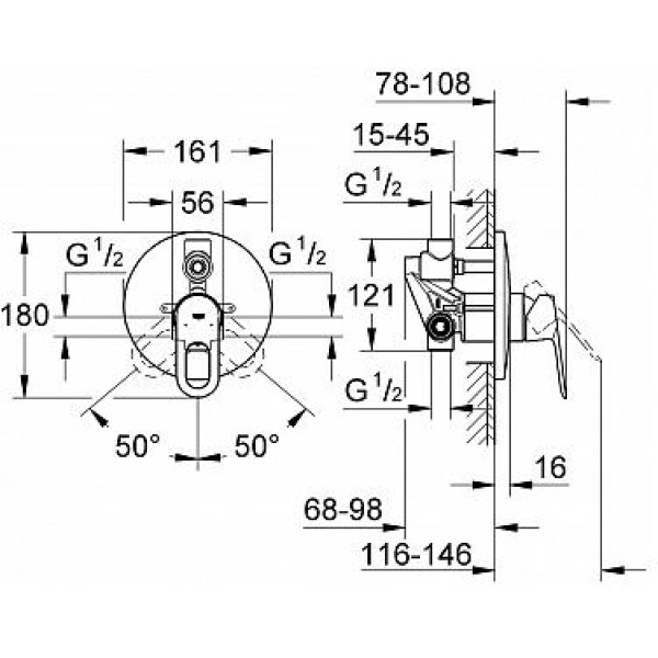 Смеситель для ванны и душа Grohe BauLoop (29081000)